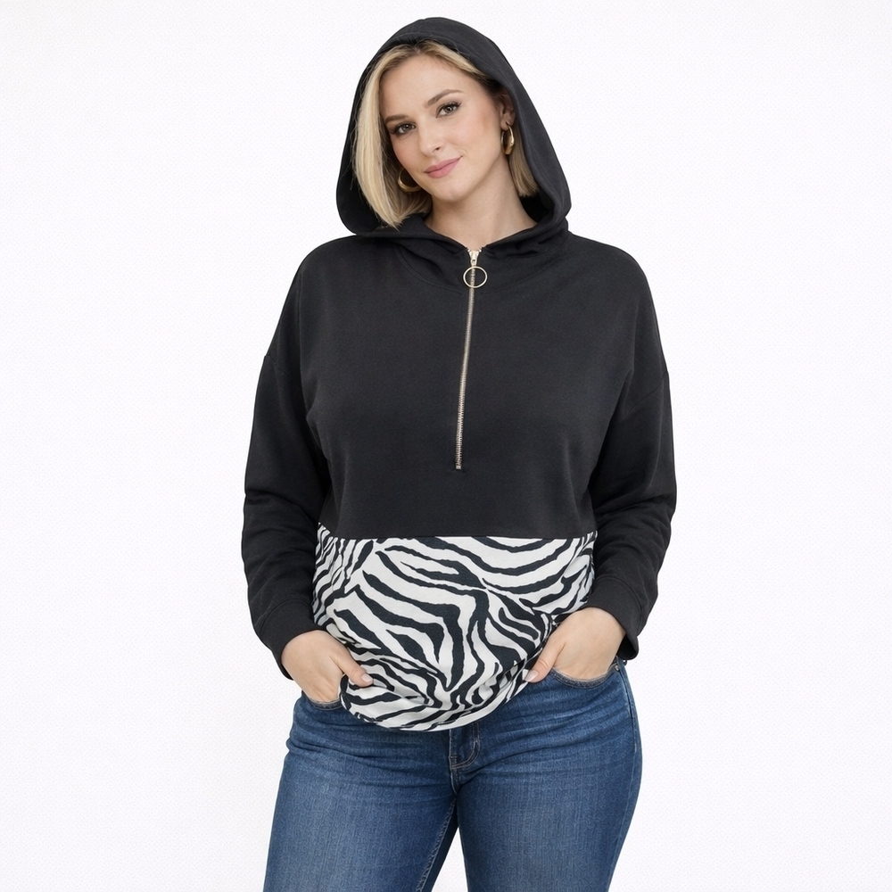NWT SUPERDOWN 𝅺SUPERDOWN Tilly Zip up Jacket Black Zebra print S